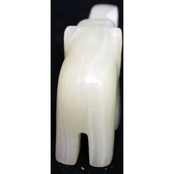 Small Cream Stone Elephant Figurine 2.5" Carved White Opaque Mini Tiny Miniature - Picture 5 of 8